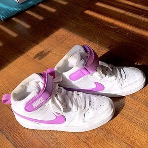 Size 4.5 purple and white Nike shoes